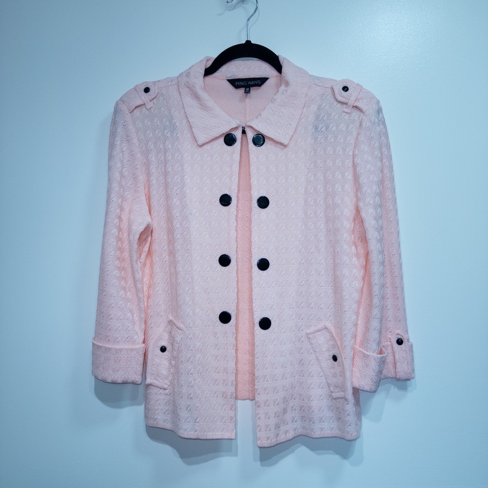 Ming Wang Baby Pink Knitted Acrylic Jacket‎ Size Medium